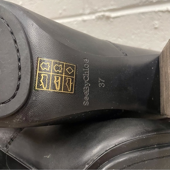 See by Chloe Capps Black Leather Buckle Ankle Booties - Picture 11 of 12